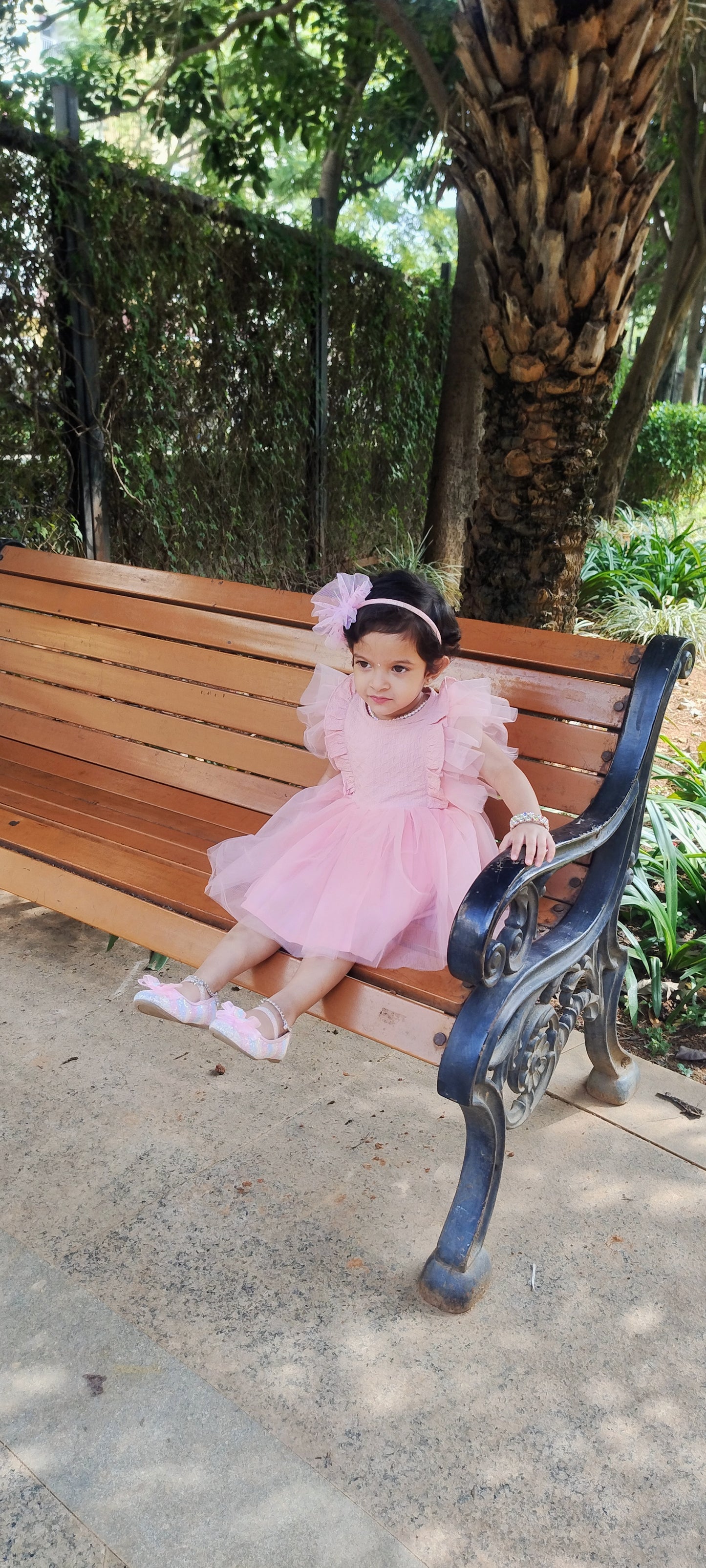 peach net frock