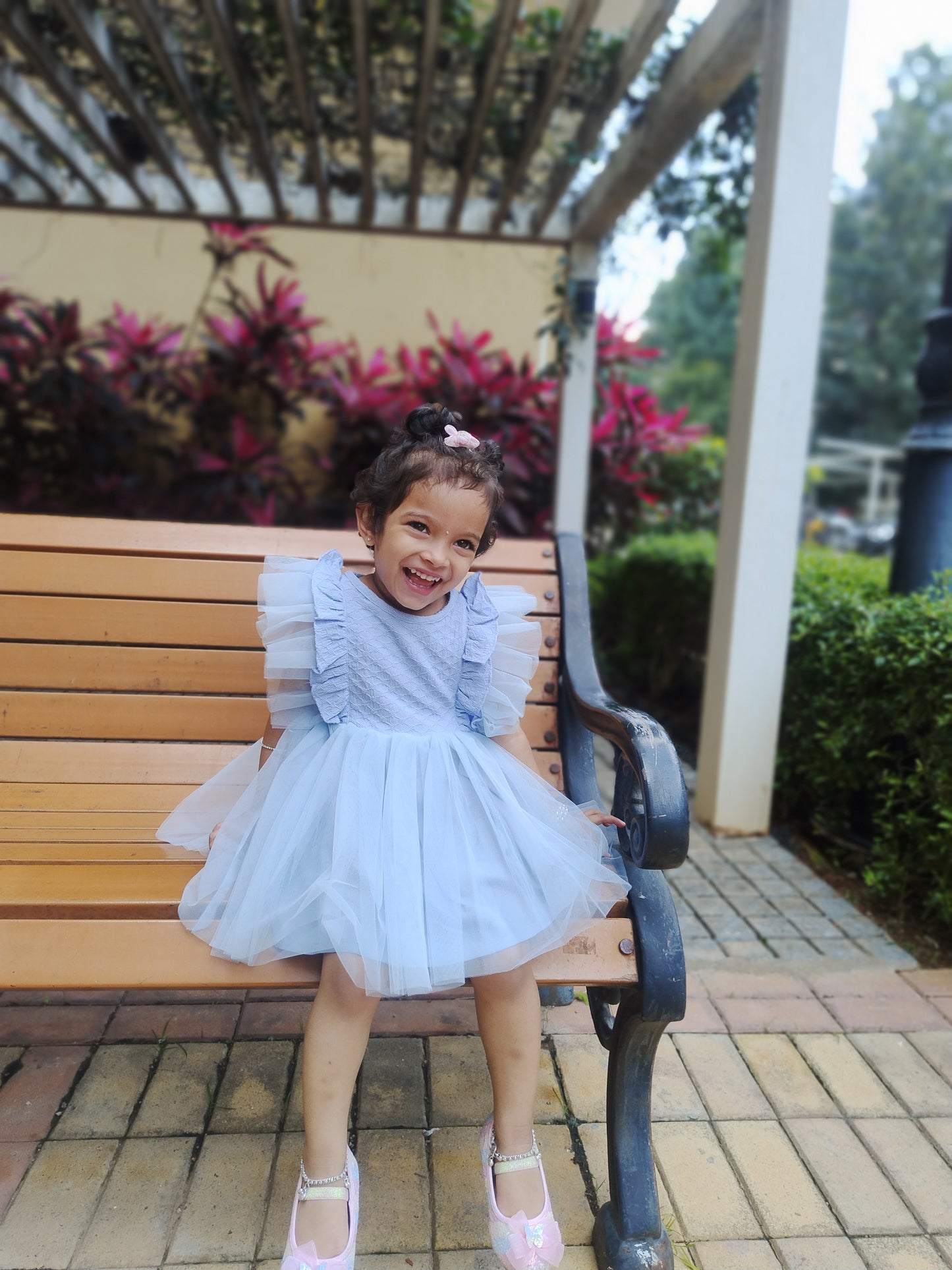 blue net frock