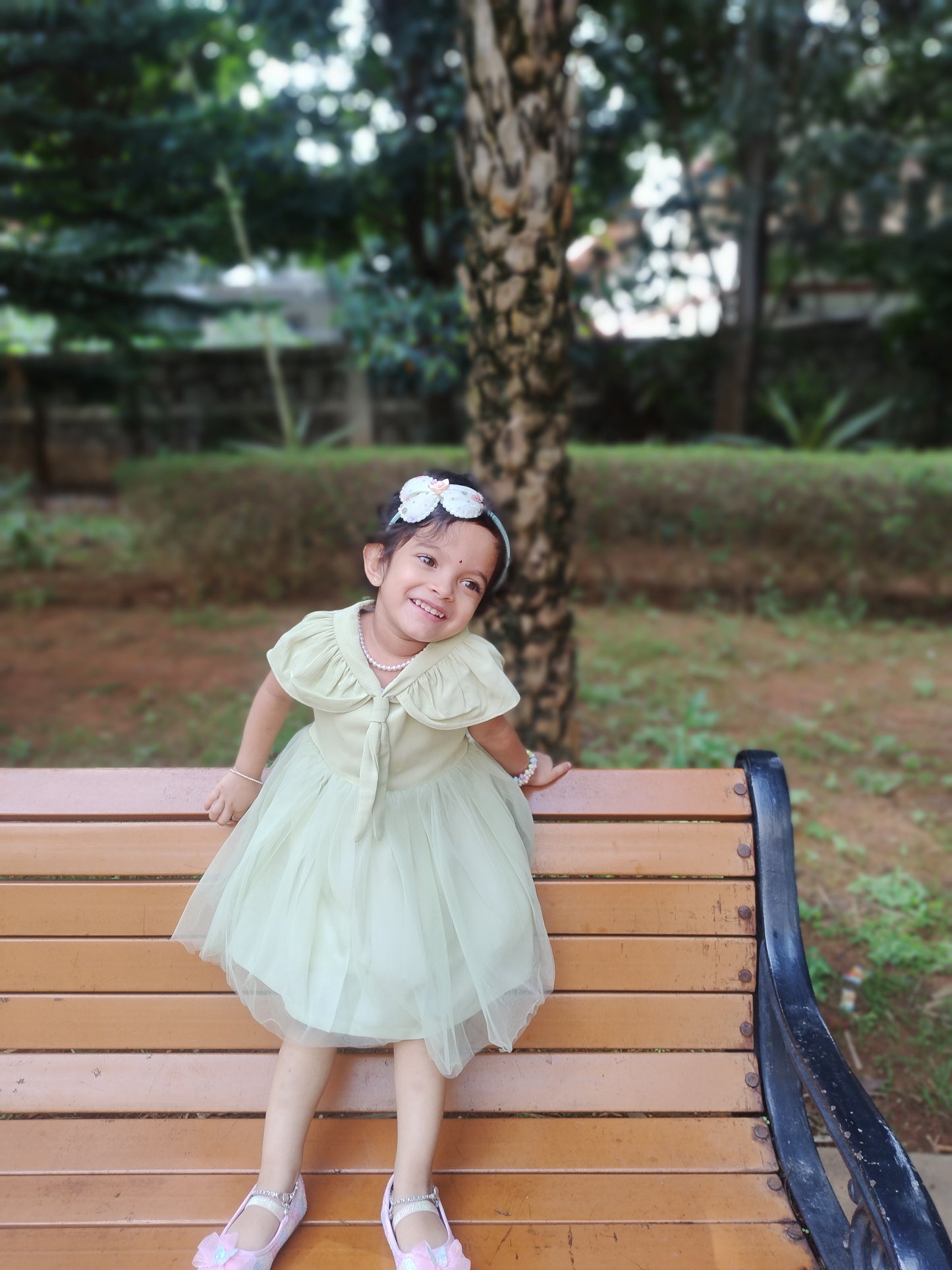 Green partywear frock