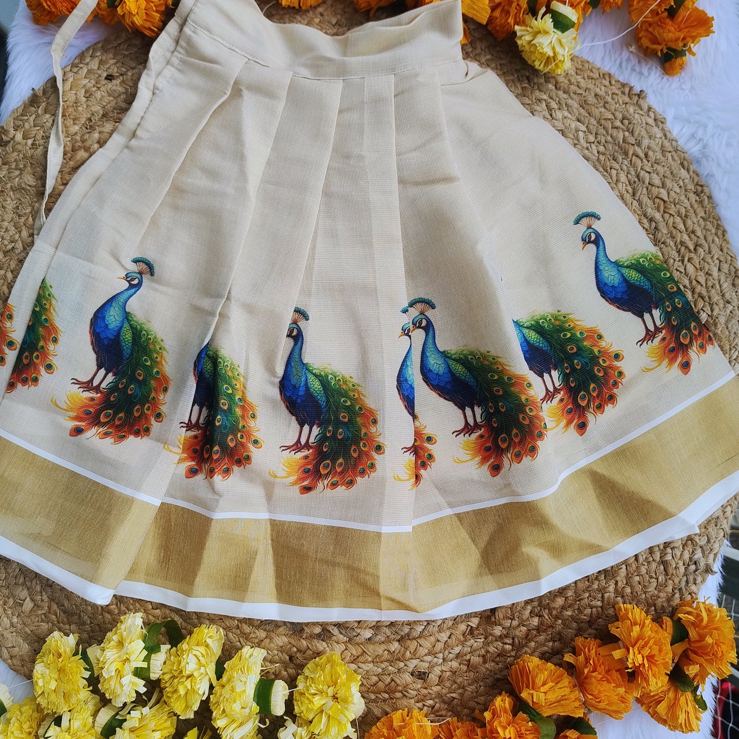 Golden peacock Pattupavada