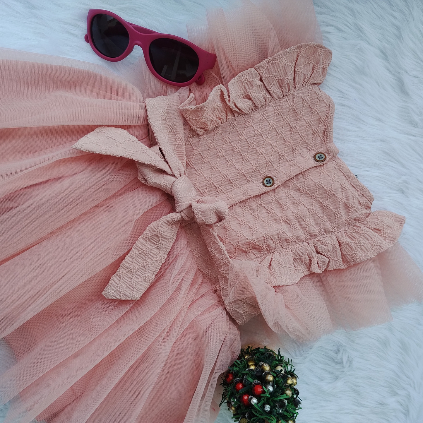 peach net frock