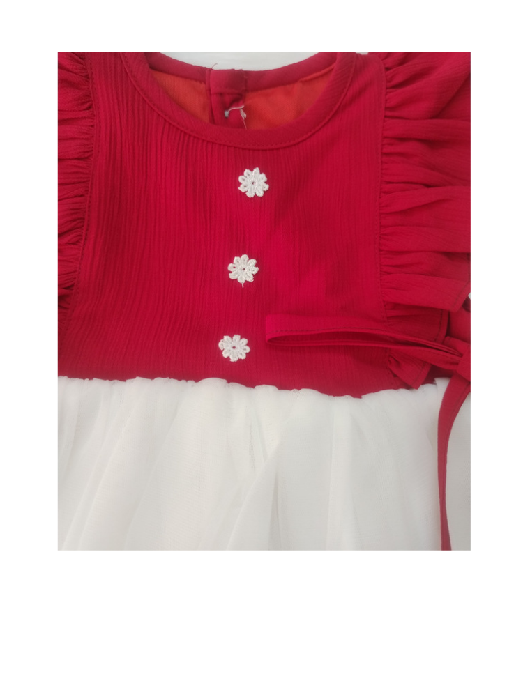 Red and white net frock
