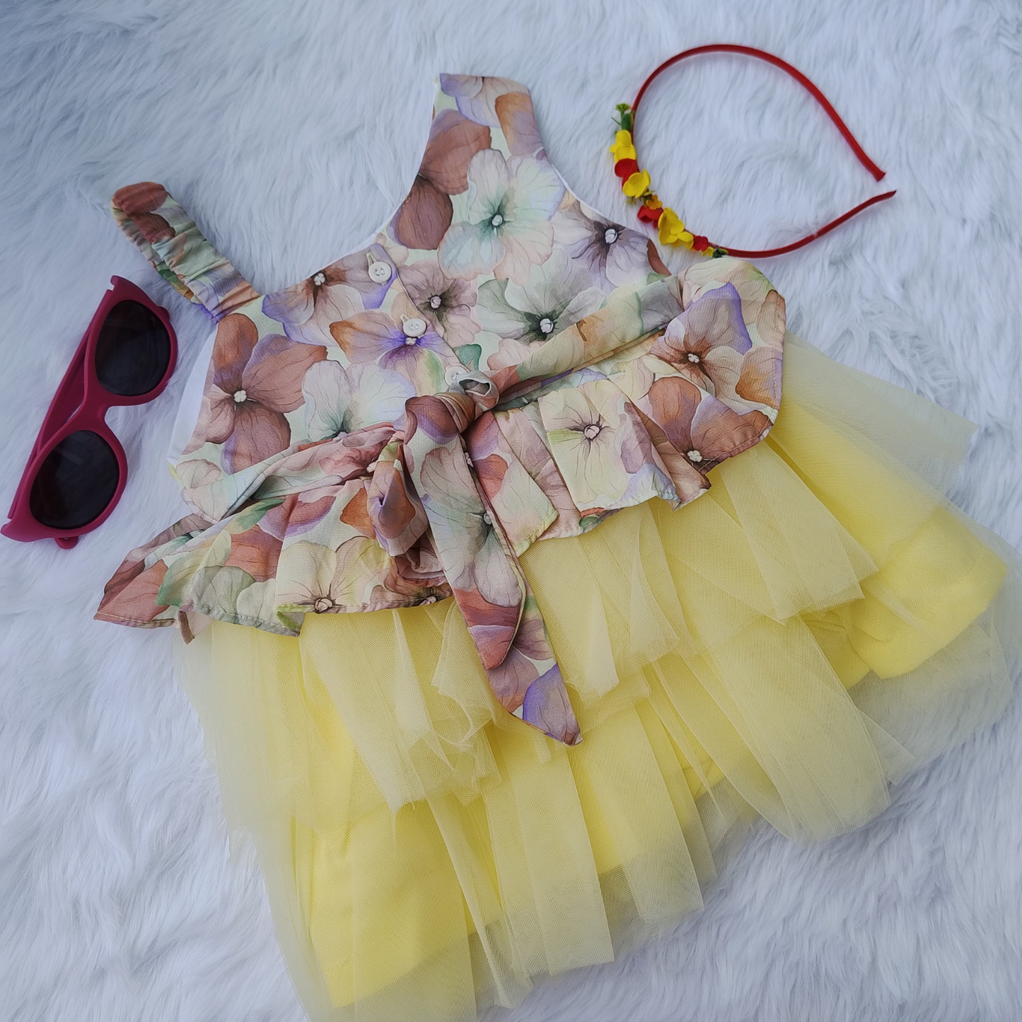 Floral Yellow party frock