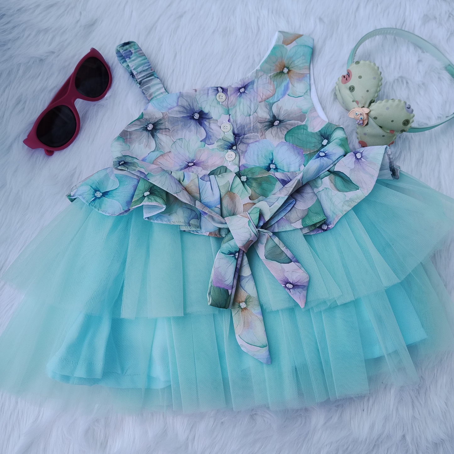 Floral blue party frock