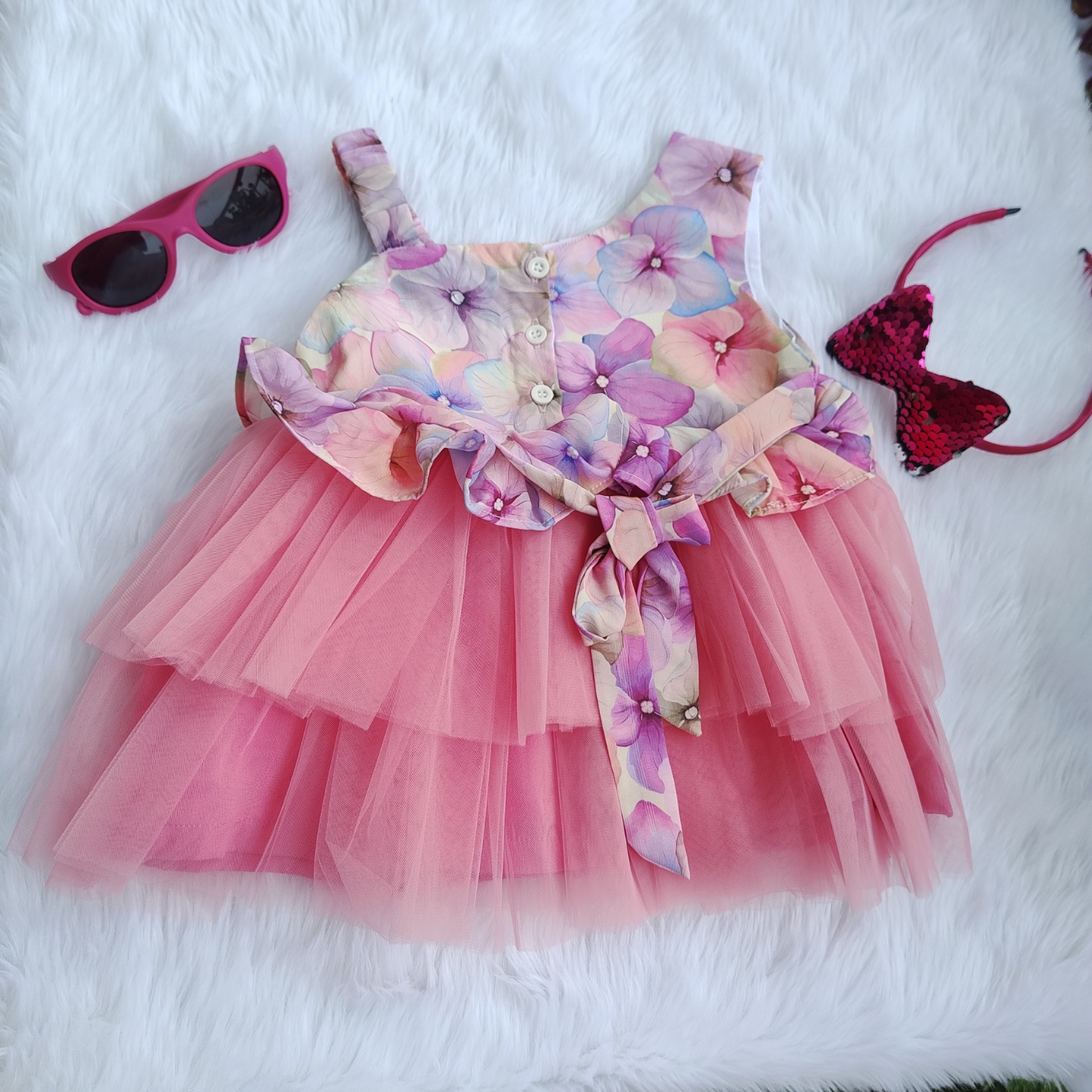 Floral pink party frock