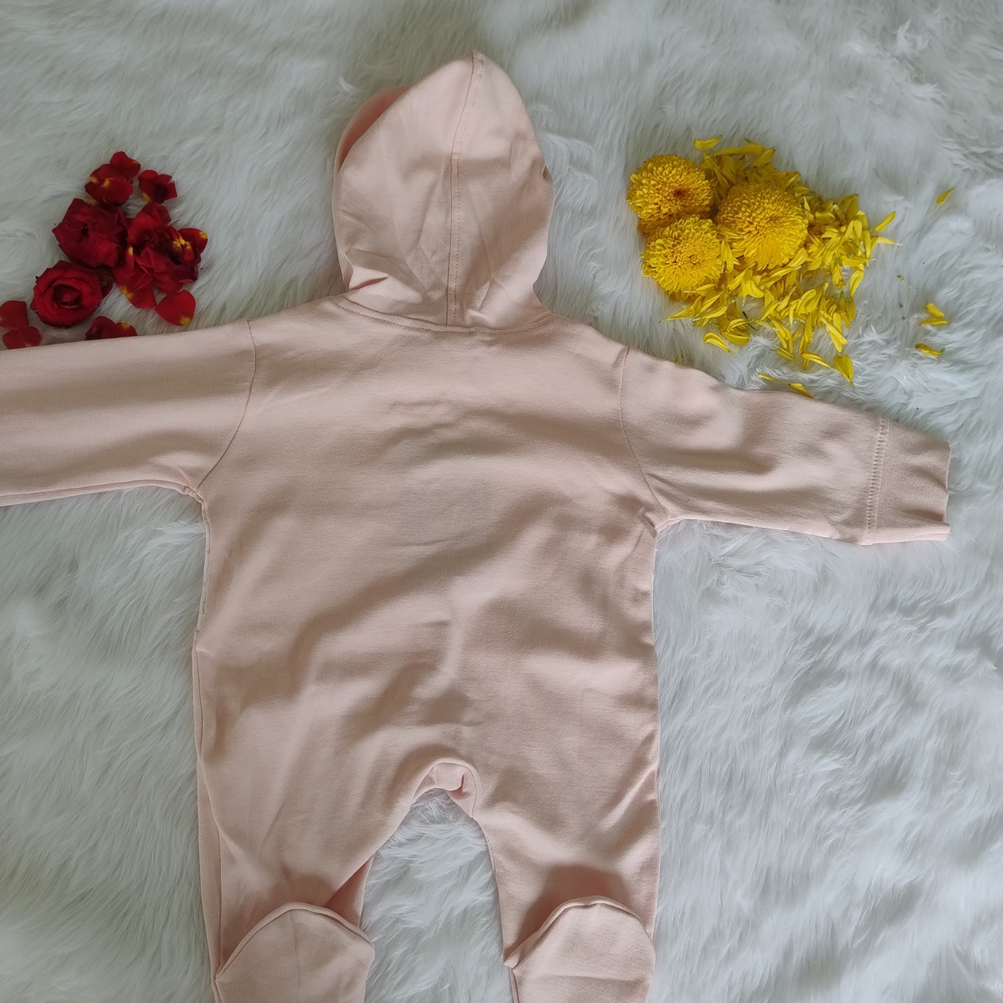 Peach Romper with hood