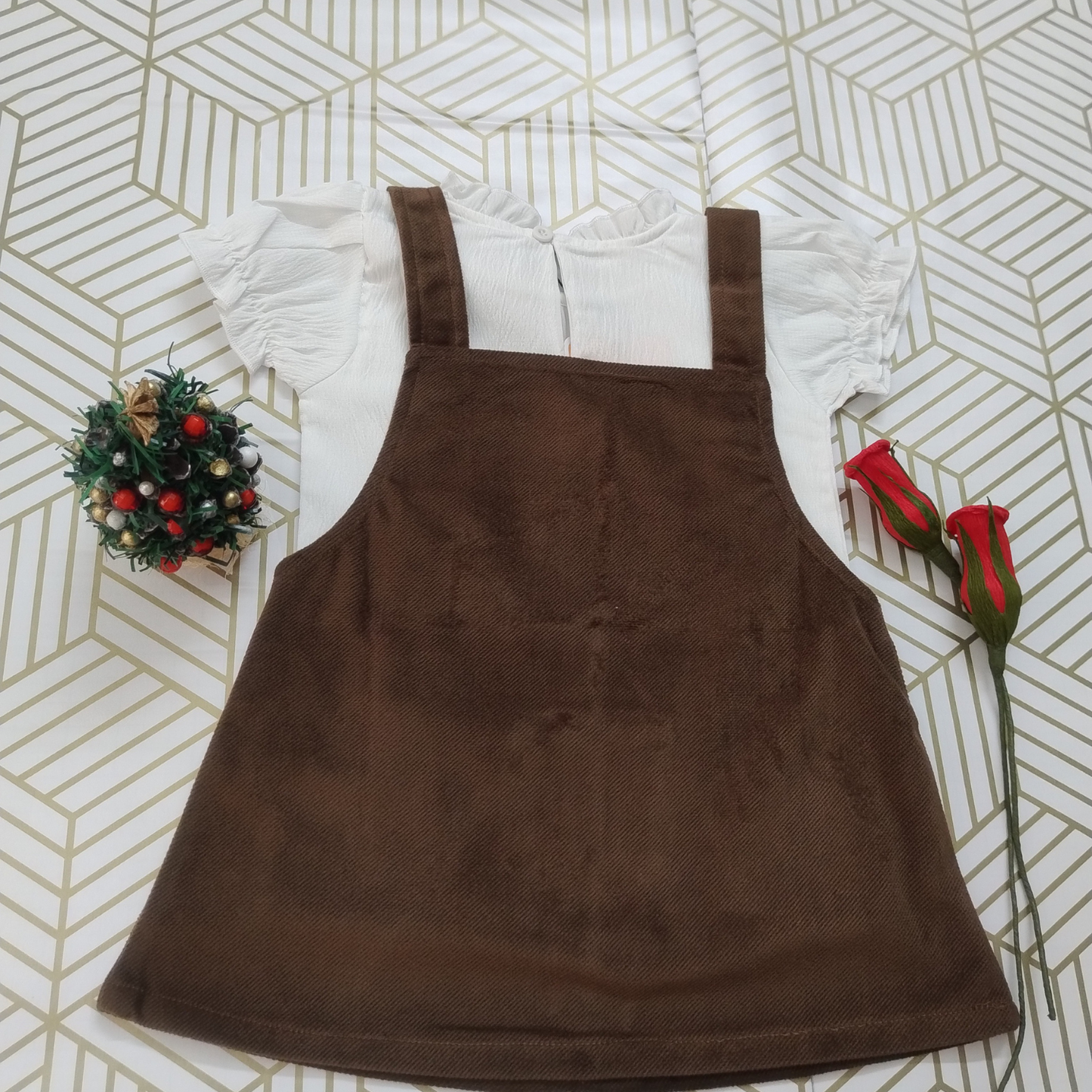 Brown corduroy pinafore dress