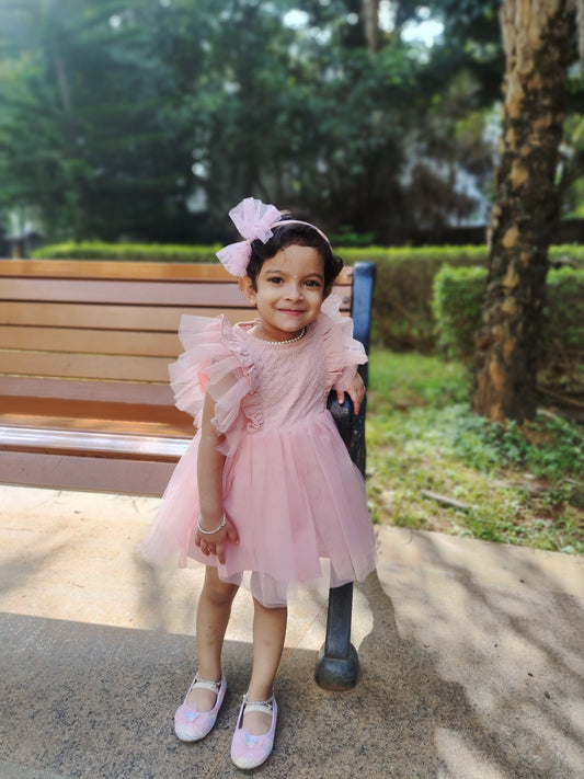 peach net frock