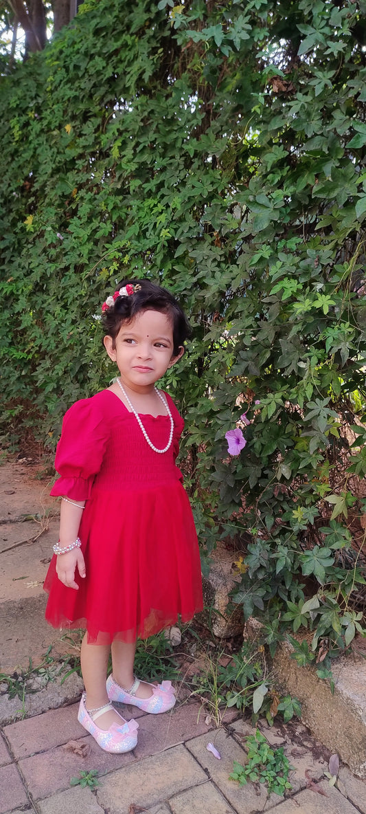 Red partywear frock