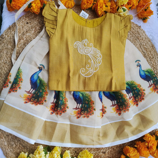Golden peacock Pattupavada