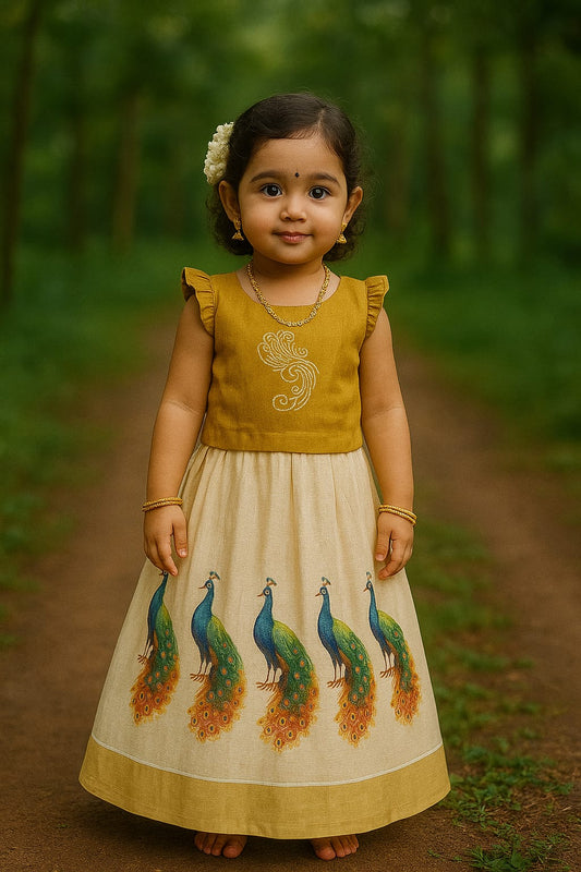 Golden peacock Pattupavada