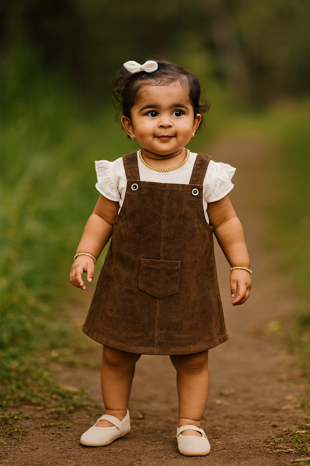 Brown corduroy pinafore dress