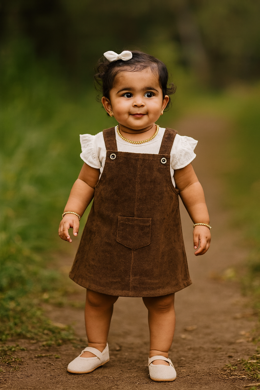 Brown corduroy pinafore dress