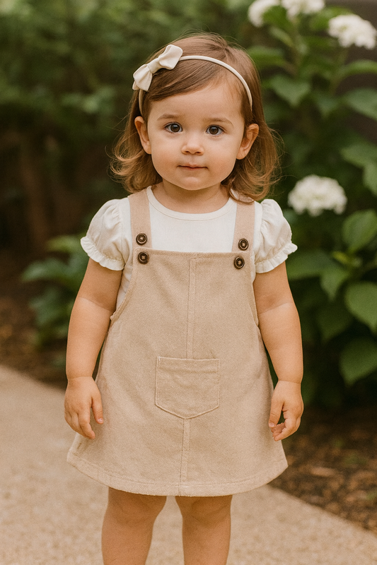 Beige corduroy pinafore dress