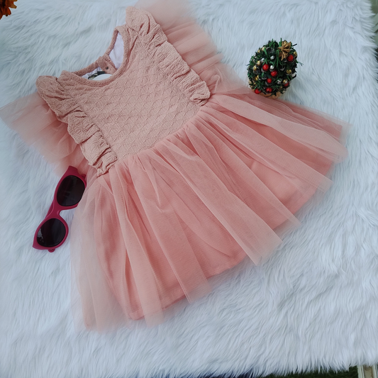 peach net frock