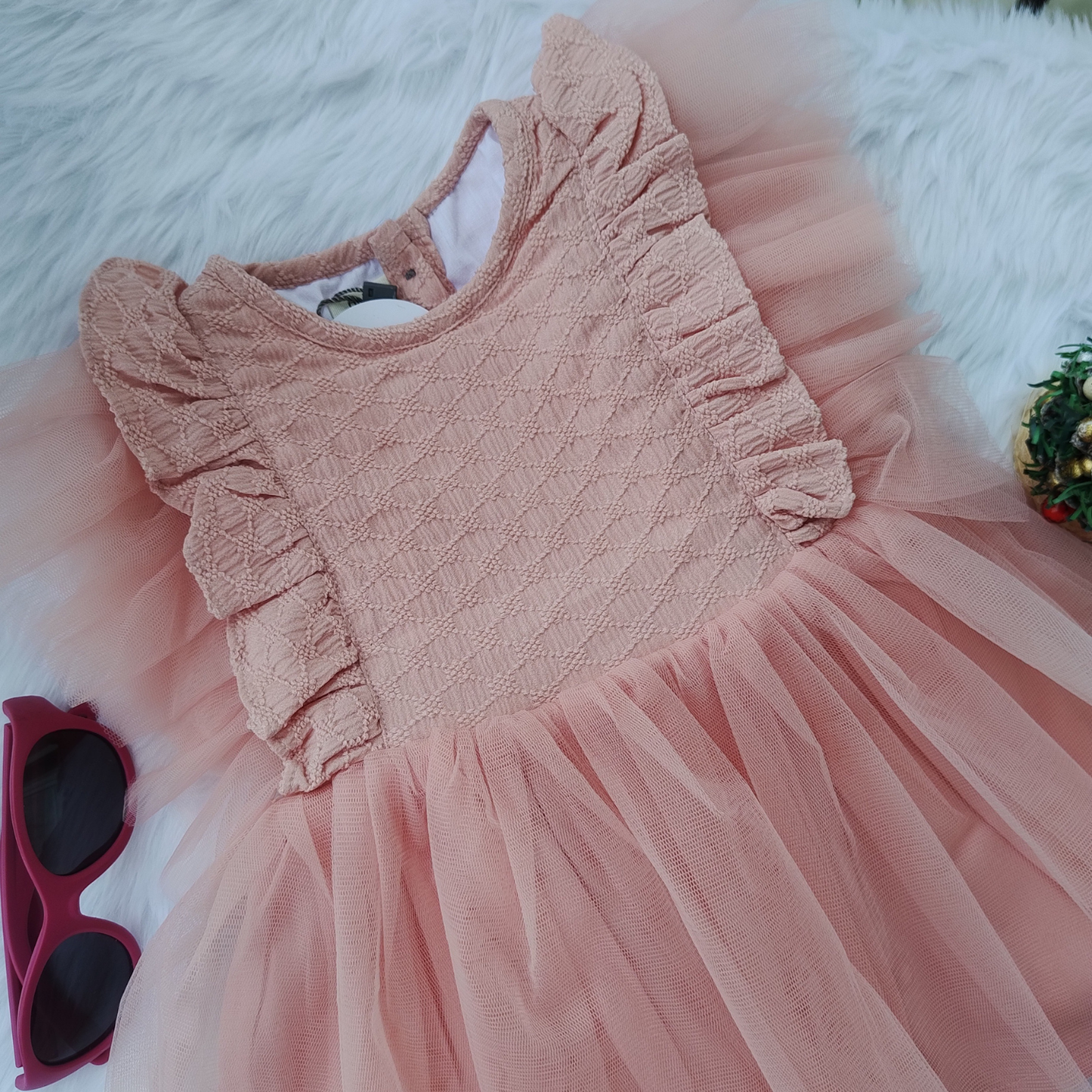 peach net frock