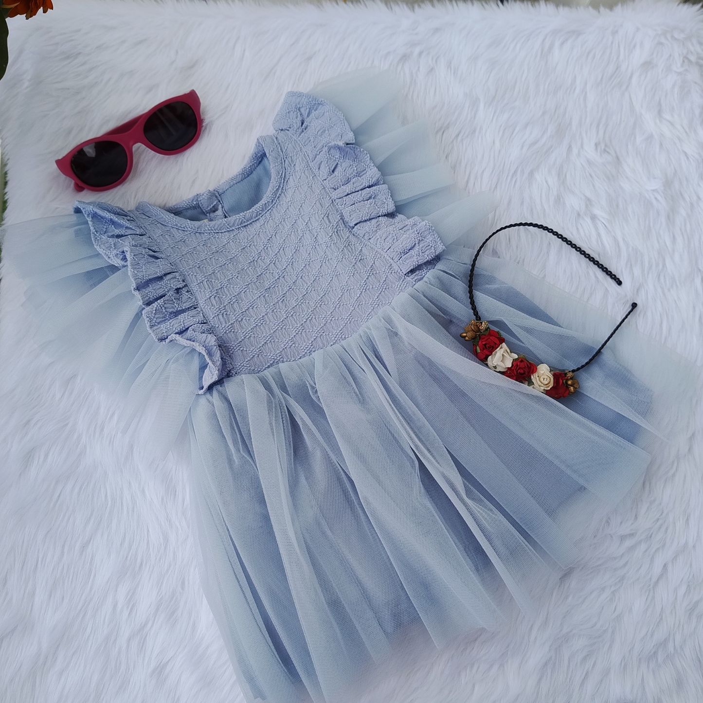 blue net frock