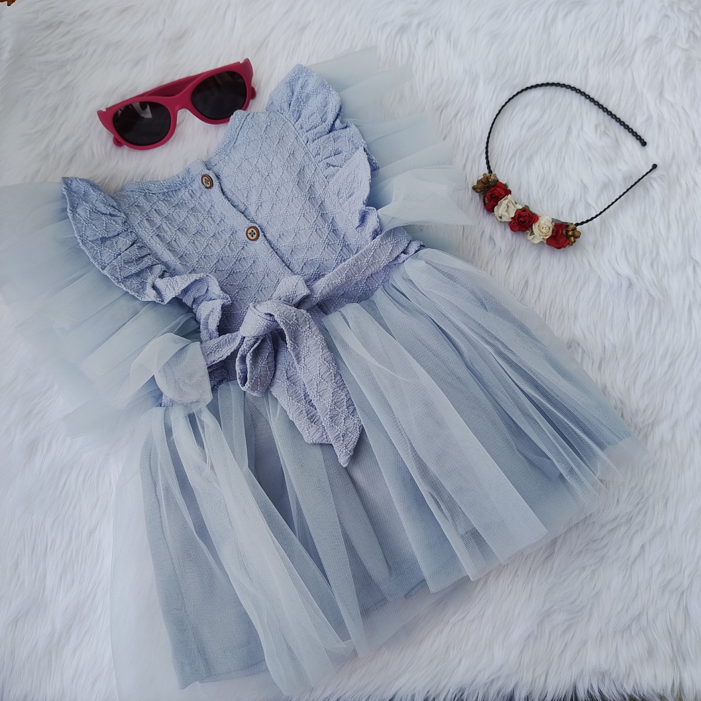 blue net frock
