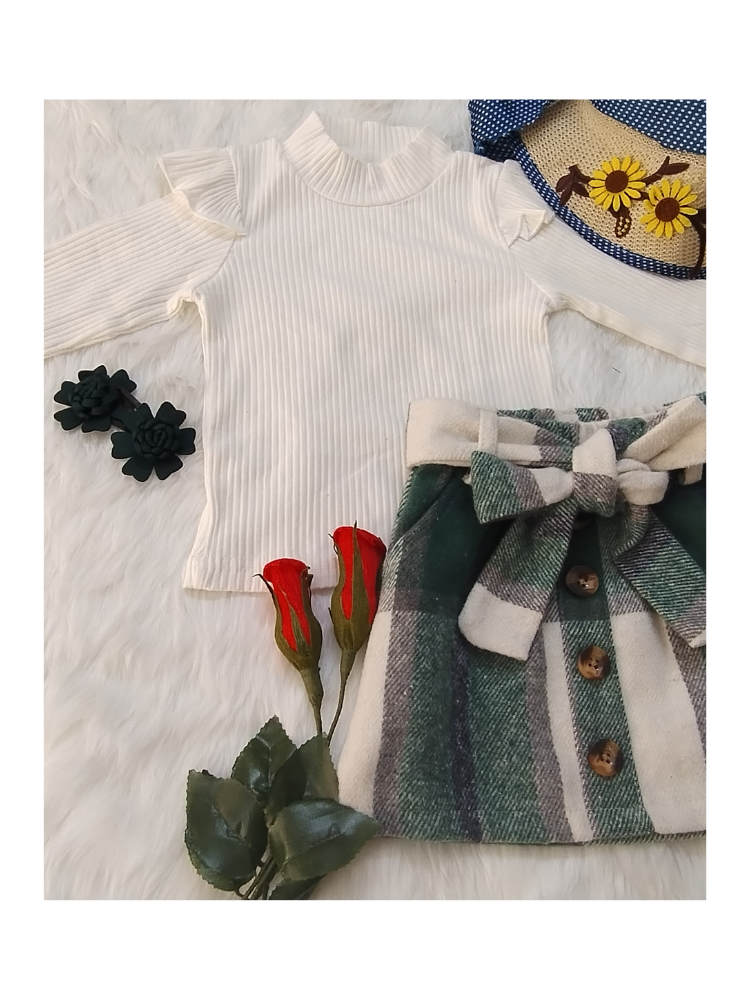 Check Skirt and  ruffled Top