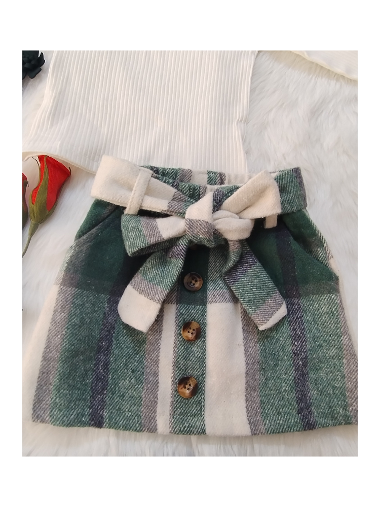 Check Skirt and  ruffled Top