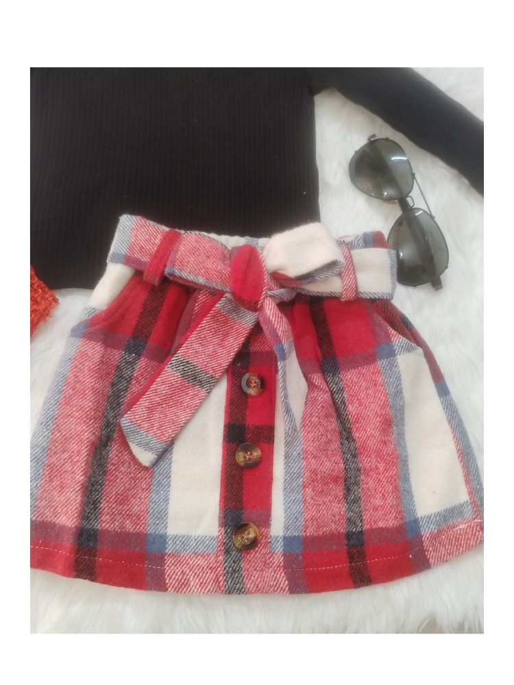 Check Skirt and  ruffled Top