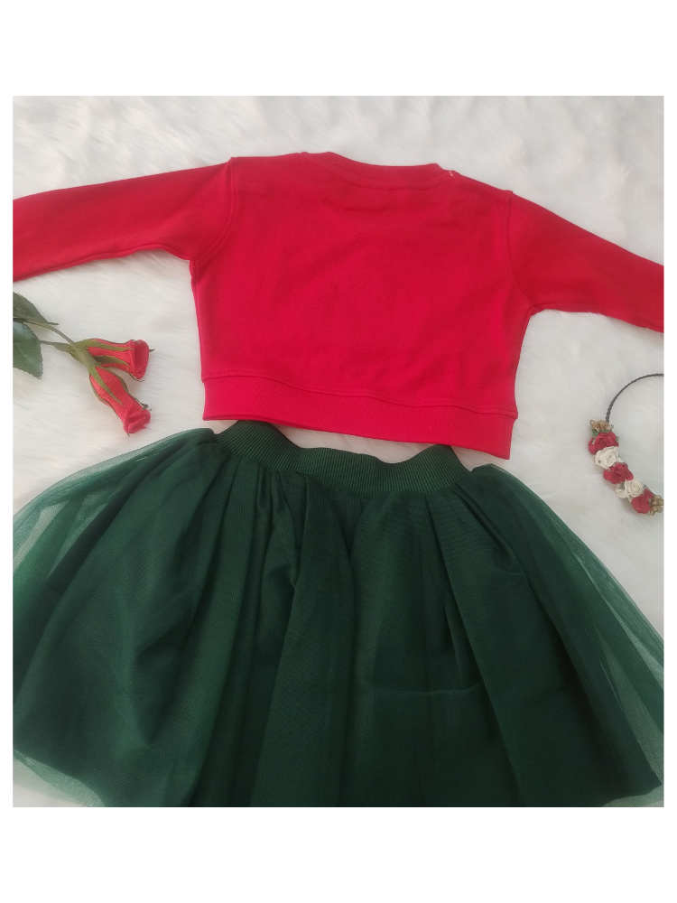 Red top net skirt