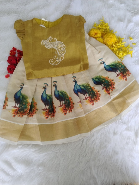Golden peacock Pattupavada