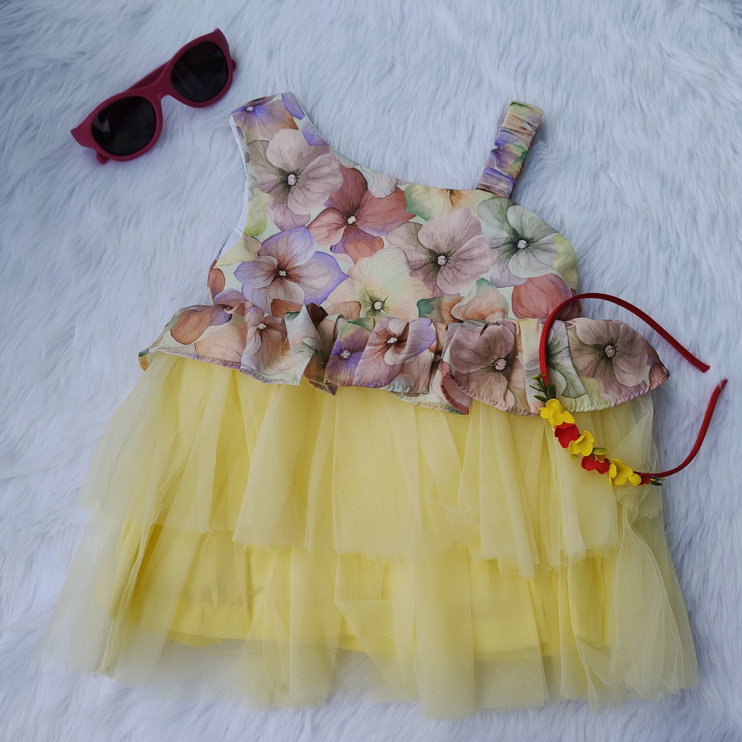 Floral Yellow party frock