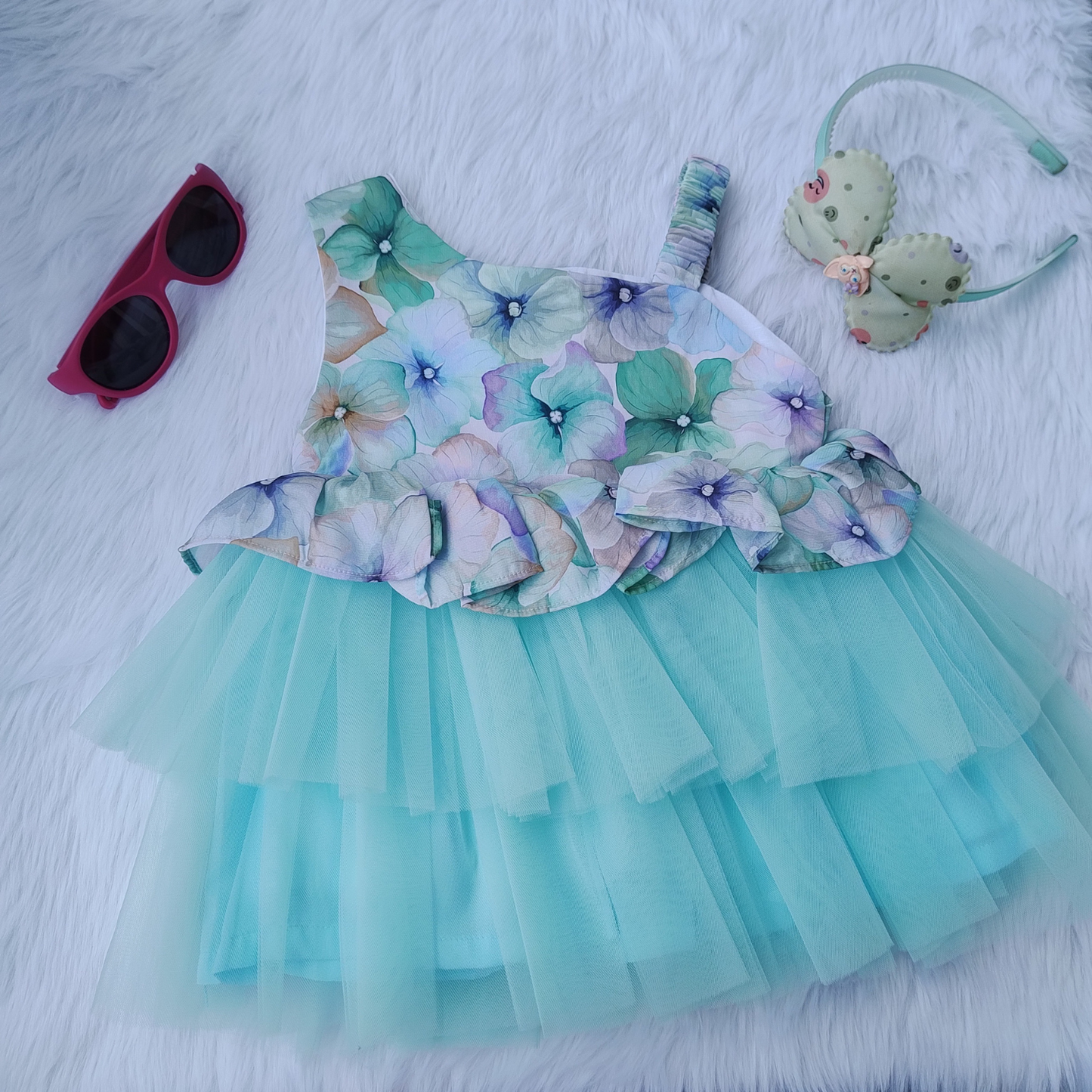 Floral blue party frock