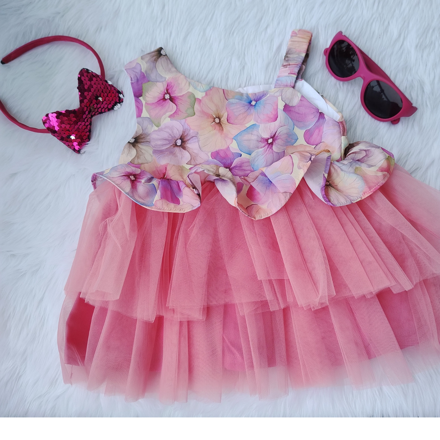 Floral pink party frock