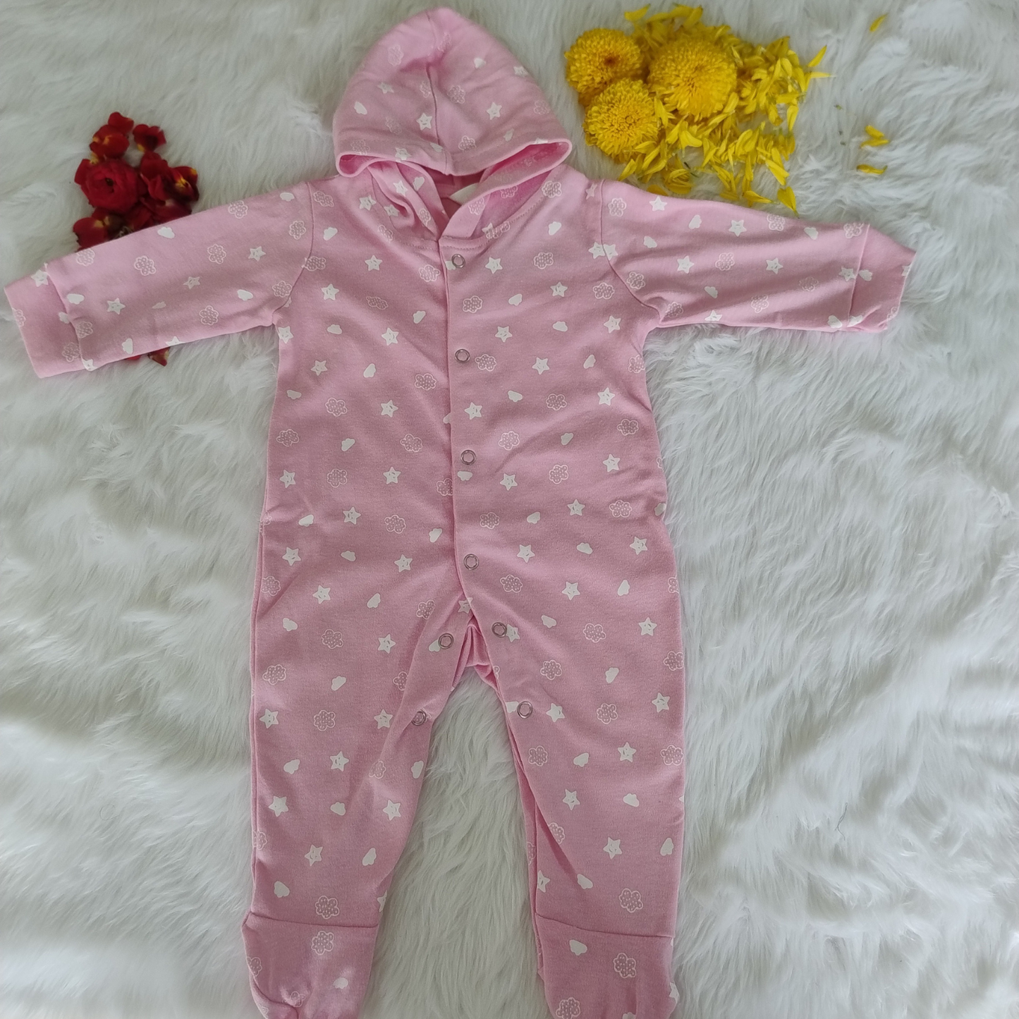 Pink Romper with hood