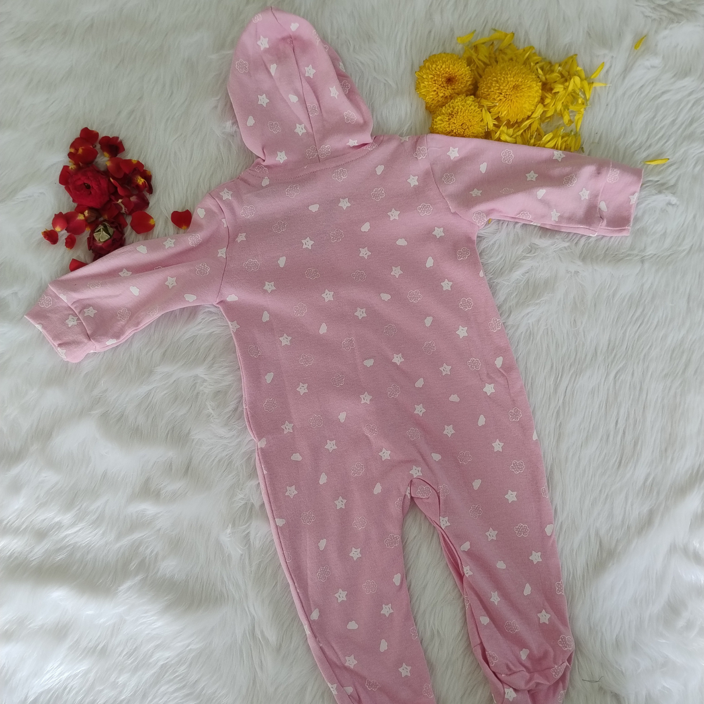Pink Romper with hood