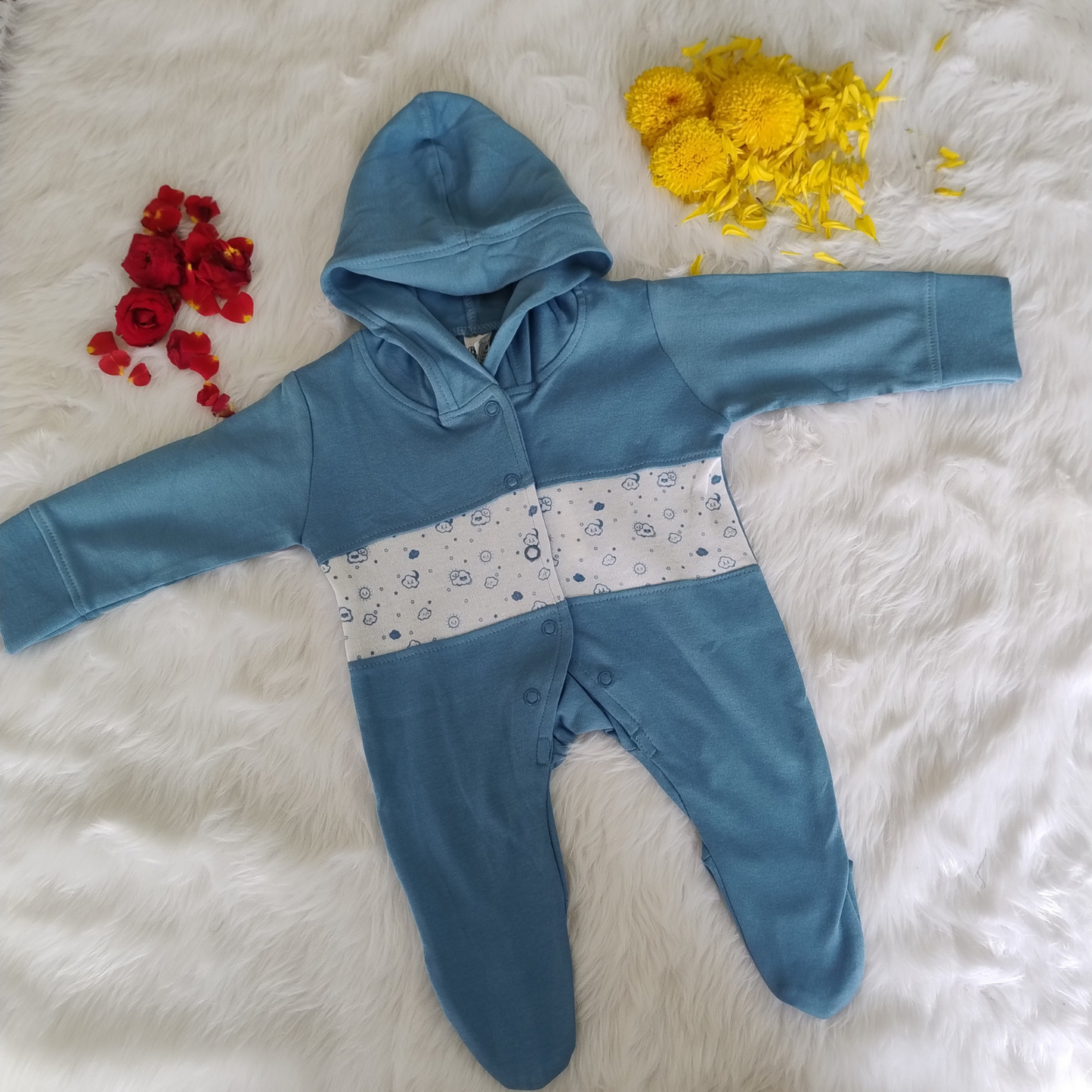 Blue Romper with hood