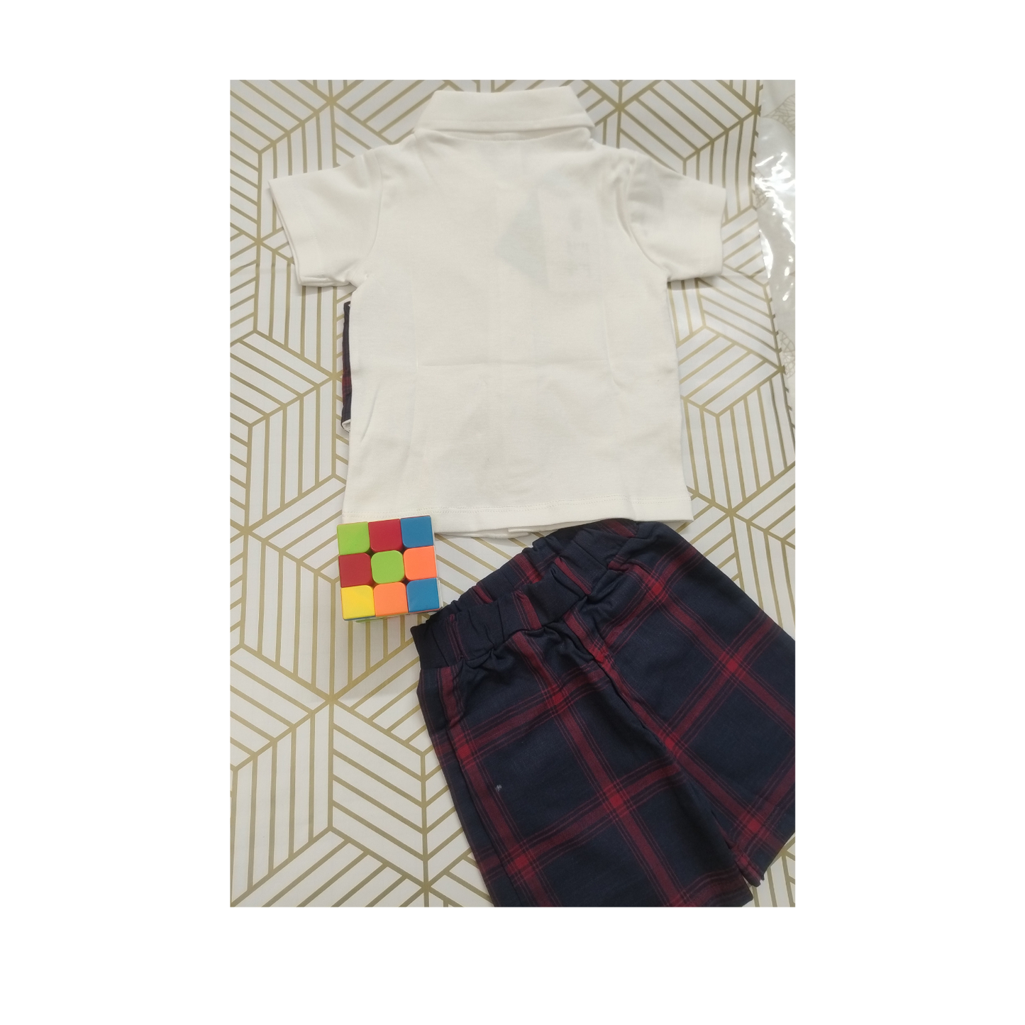 Navyblue shirt with waistcoat, shorts and bow