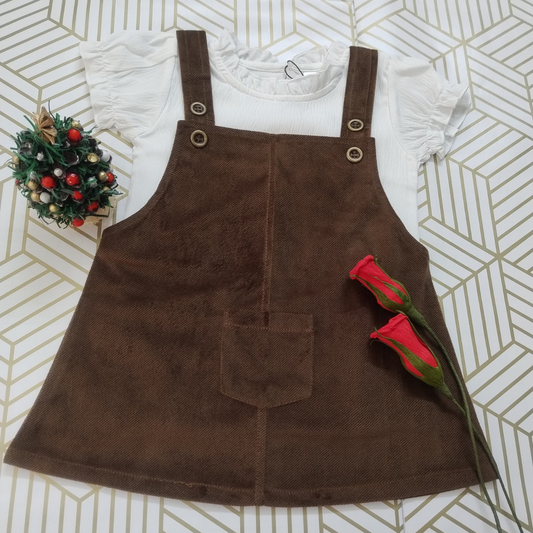 Brown corduroy pinafore dress