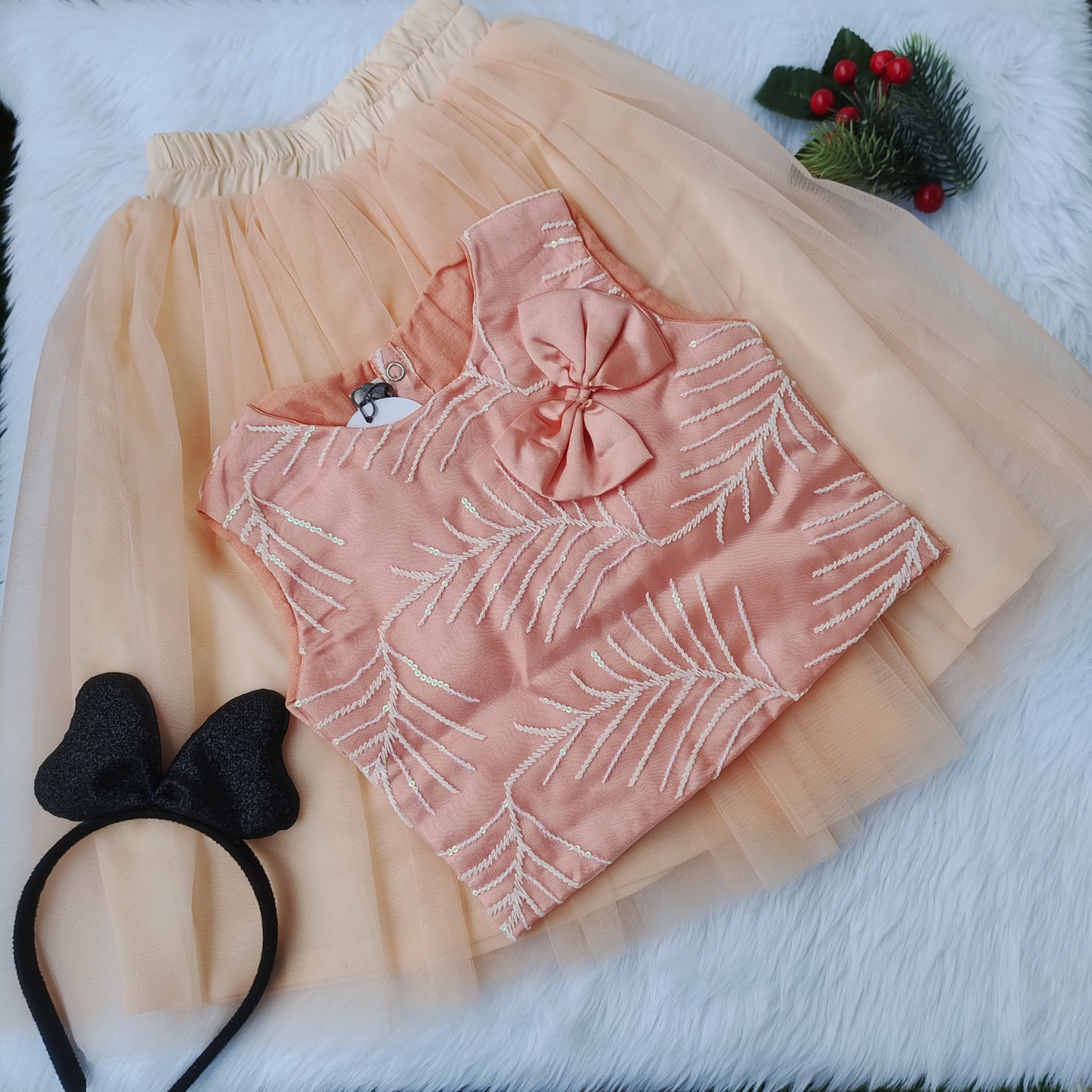 partywear peach skirt and top