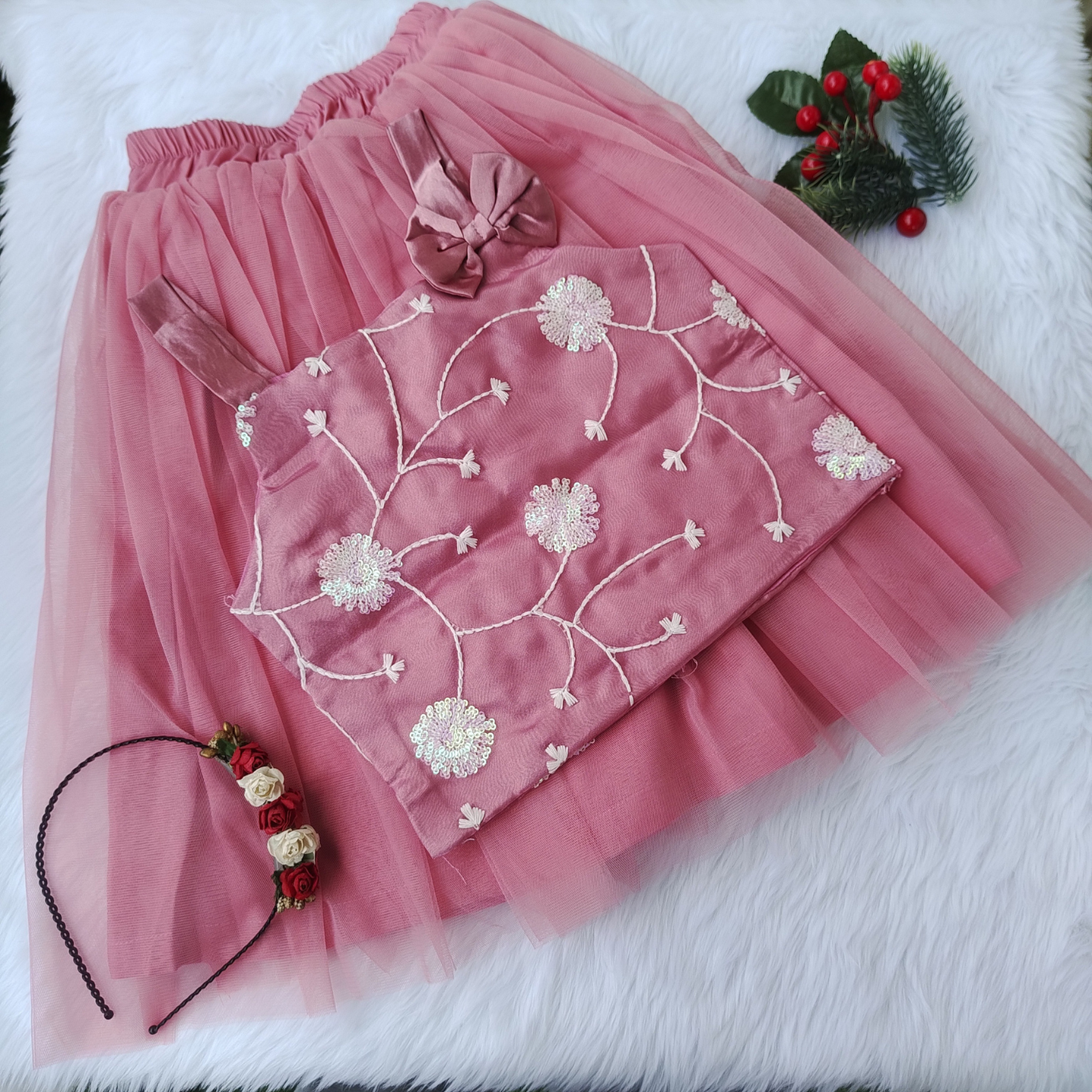 partywear pink skirt and top