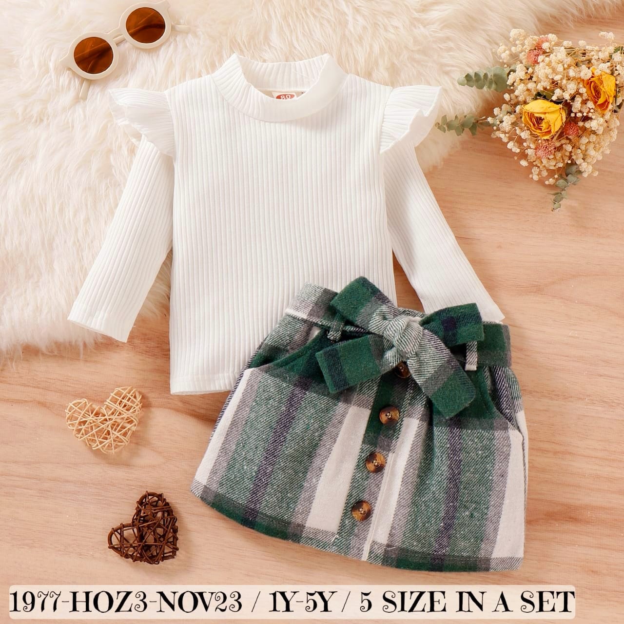 Check Skirt and  ruffled Top