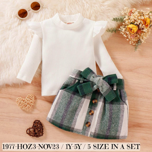 Check Skirt and  ruffled Top