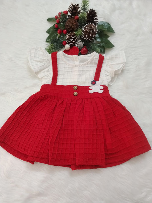 Red and white frock