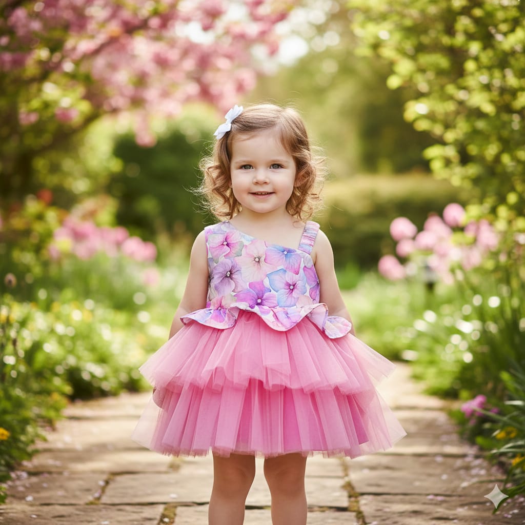 Floral pink party frock