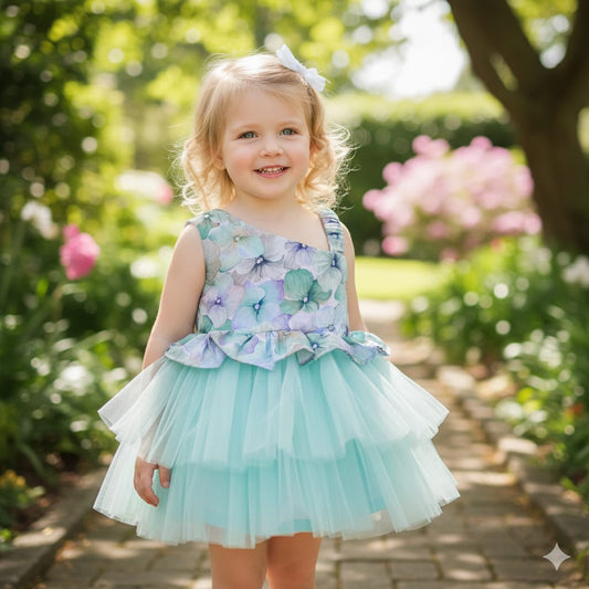 Floral blue party frock