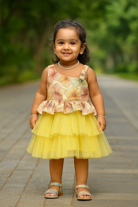 Floral Yellow party frock