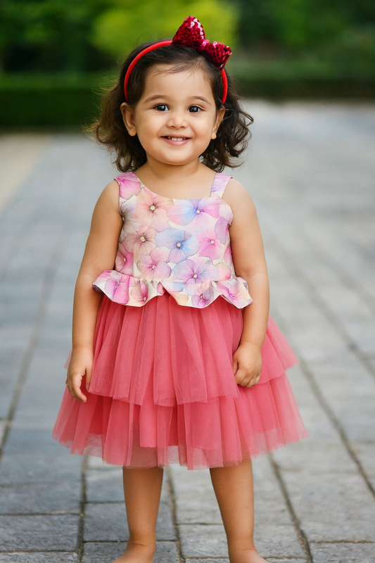 Floral pink party frock
